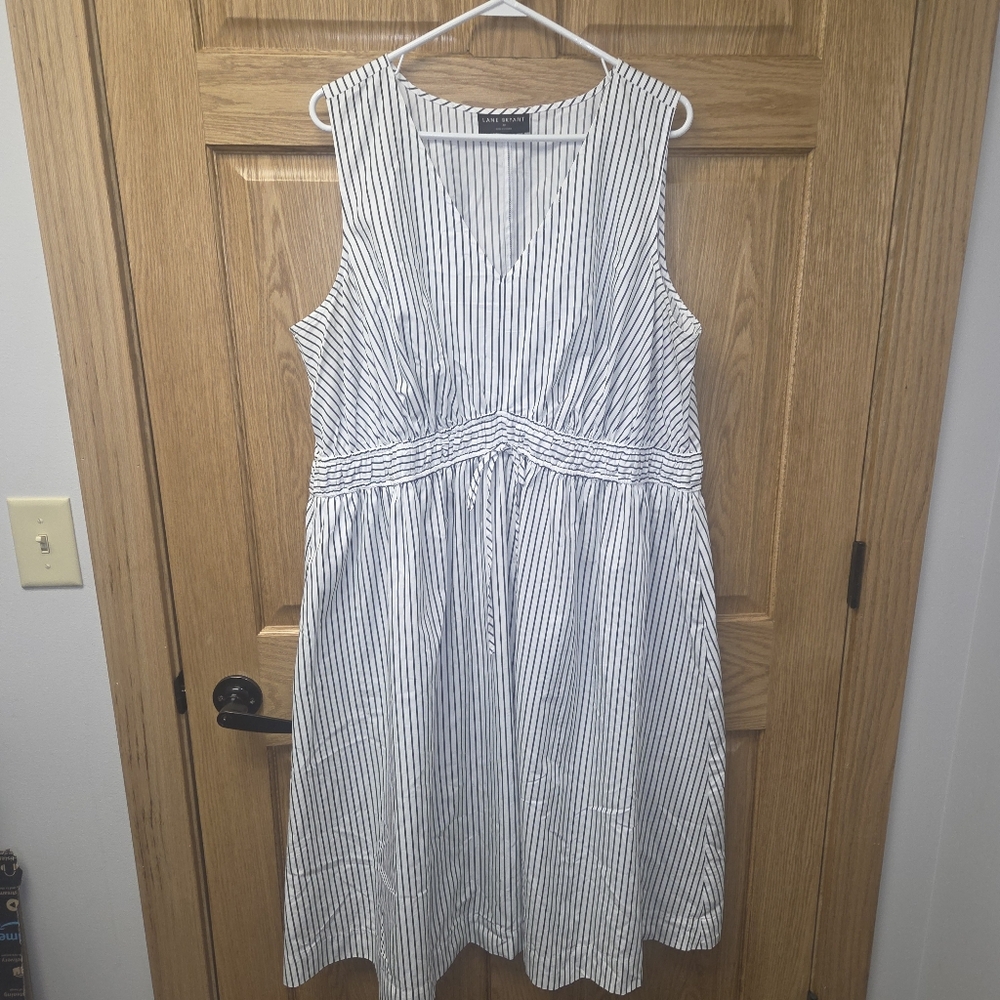 Lane Bryant White and Navy Striped Midi Dress
